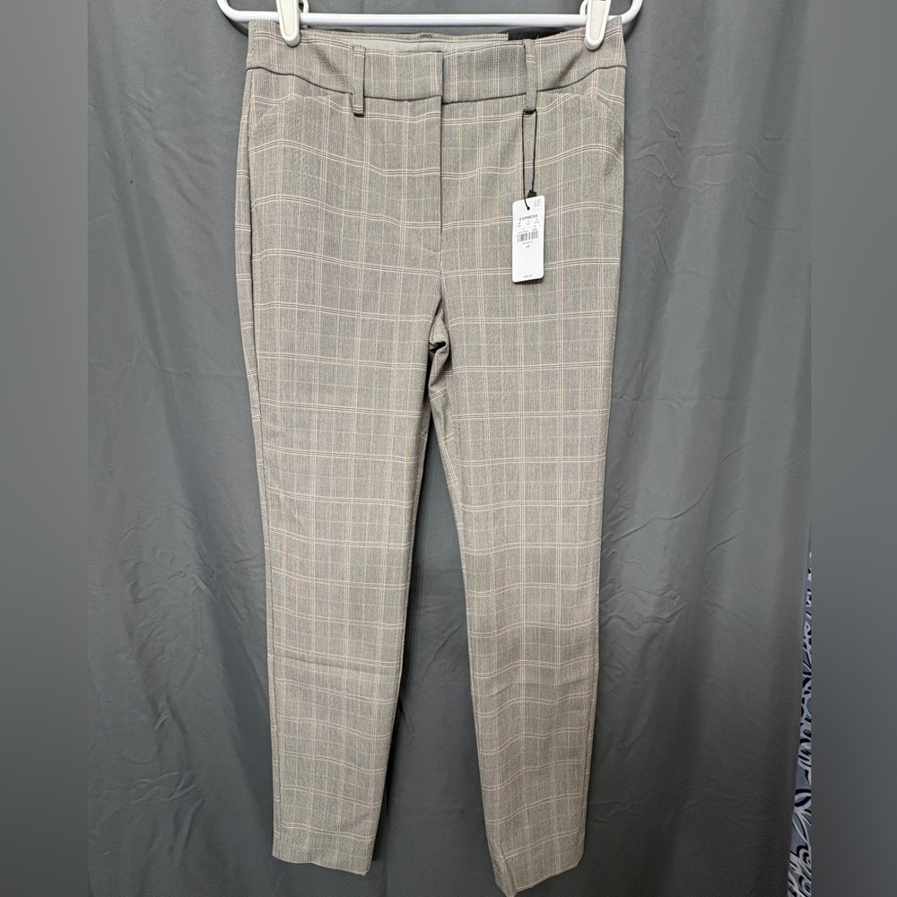 NWT Express Skinny Mid Rise Plaid Editor Slacks